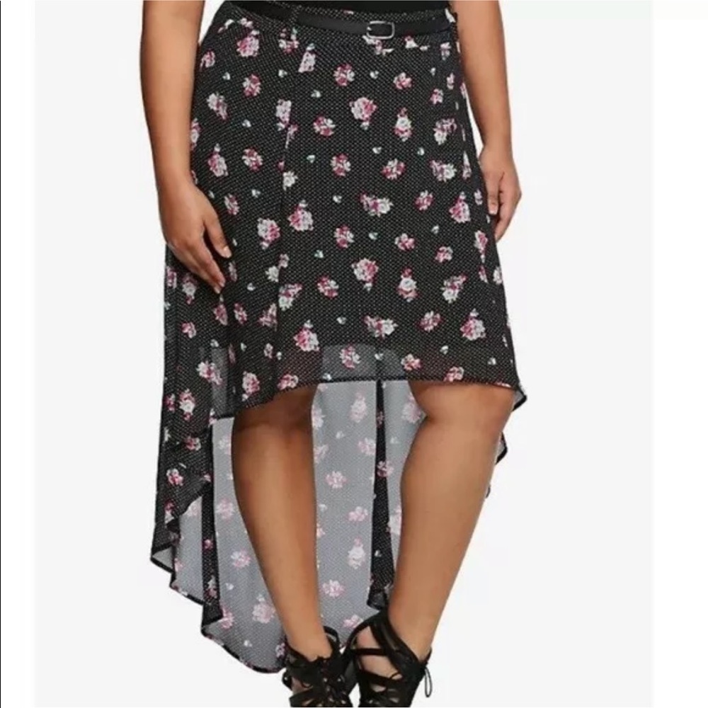 NWT Torrid Floral Polka Dot Hi Lo Maxi Skirt